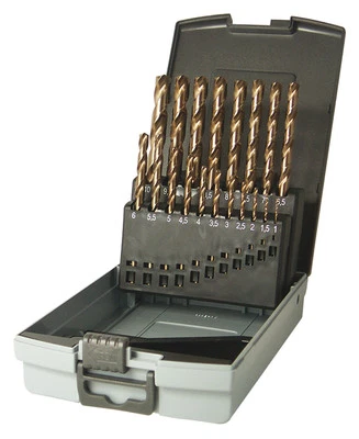 Spiralbohrer Satz 1-10 mm 19 tlg. HSS-E Cobalt VA Bohrer Kobalt CO5%  Rose-Box - Bild 1 von 2