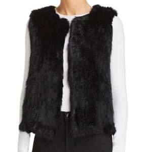 525 America Luxe black fur rabbit vest size small designer New without tags - Picture 1 of 9