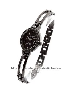 Omax Ladies Diamonte Watch, Black Finish, Seiko (Japan) Movt. RRP £49.99 - Picture 1 of 10