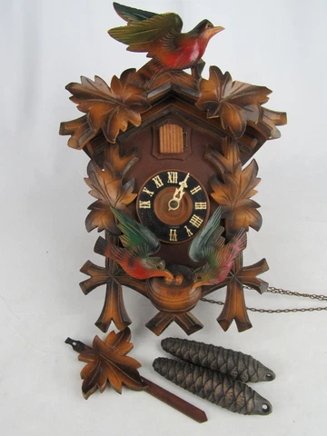 VINTAGE cuckoo clock feeding birds GERMANY Black Forest CUCKOO CLOCK CO Cover