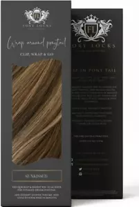 Foxy Locks Clip In Human Remy Wrap Ponytail - Sunkissed Highlights #8 - 12"-26" - Picture 1 of 4