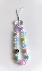 Bracelet de téléphone multicolore étoile fleur sourire visage breloque perles - Photo 1 sur 2