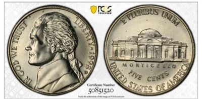 1998-D JEFFERSON NICKEL GRADED PCGS MS64PL PROOFLIKE - Image 1 of 4