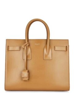SAINT LAURENT Sac De Jour $3300 Cappuccino Leather Top Handle Bag New - Picture 1 of 6