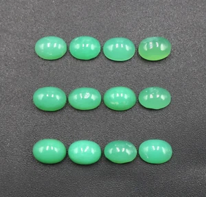 Natural Chrysoprase Cabochon Lot 20.55 Crt 7x5.5 mm Oval Chrysoprase Green Stone - Picture 1 of 4