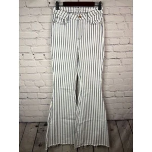 Jeans Judy Blue Rowan super svasati taglia 5/27 bianco blu a righe vita alta orlo grezzo - Foto 1 di 9