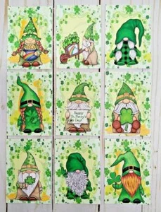 (9) ST. PATRICKS DAY GNOMES Pocket Pen Pal Letter Card Collage~Cards Only~287N - Picture 1 of 1