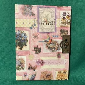 Journal Lined With Lock By Once Upon a Time Spring Floral Birds & Butterflies - Picture 1 of 8
