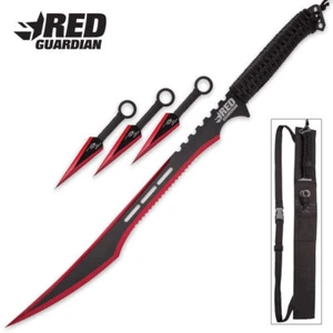 Red Guardian Tactical Ninja Sword and Kunai/Throwing Knife Set - Picture 1 of 3