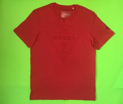GUESS Los Angeles Men’s Short Sleeve T-Shirt Size LARGE Red 100% Cotton NEW - Image 1 of 4