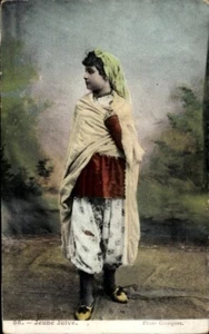 JUDAICA c.1918 Beautiful Young Jewish Girl in Traditional Costume Hand Tinted NM - Imagen 1 de 2