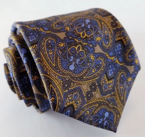 BOLADO CLOTHIERS 57L Mens Silk Necktie Blue & Gold Paisley Tie - Made in Italy - Imagen 1 de 5