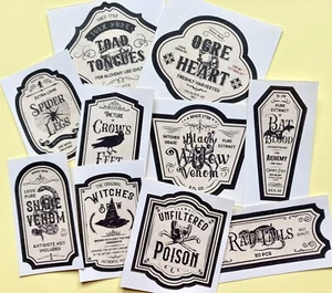 Potion Bottle Labels Stickers Halloween Apothecary Bottle Labels Halloween Deco - Picture 1 of 4