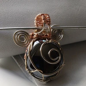 Hematite Silver Wire Wrapped Pendant, Grounding Stone - Picture 1 of 6