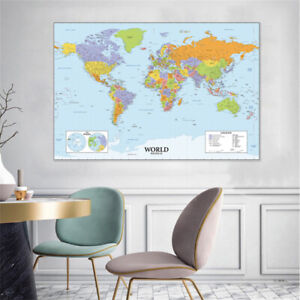 Map of the World Without Flags Map Wall Poster Prints Backdrop Office Decoration