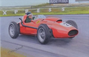 Mike Hawthorn Ferrari 246 Dino 1958 Gran Premio de Gran Bretaña auto de carreras estampado artístico - Imagen 1 de 1
