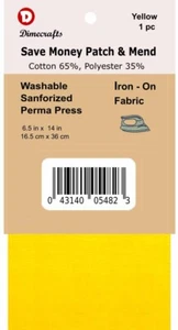 Iron-On Mending Fabric Repair Patch 6.5 x 14 Inch Compare to Bondex - Yellow - Picture 1 of 6