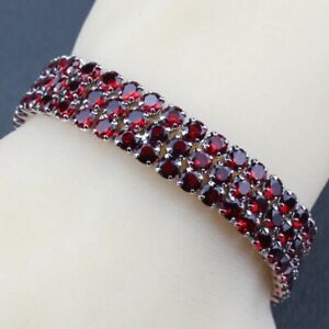 925  Quality Red Garnet Bridal Jewelry Link Chain Bracelet For Women