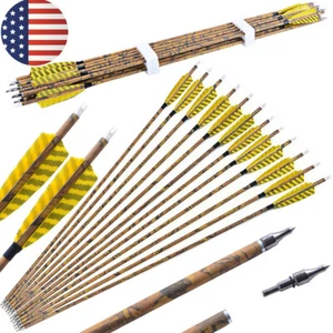 30" Carbon Arrows SP500 4'' Turkey Feather Screw Tips Points Archery Bow Hunting - Picture 1 of 14