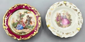 2er Set Limoges Miniatur Porzellan Deko Teller mit Ständer Made in France - Bild 1 von 5