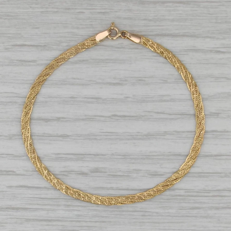 Brazalete de cadena de espiga tejida de 6,75" de oro amarillo de 14 k de 2,8 mm Foto 1 de 4