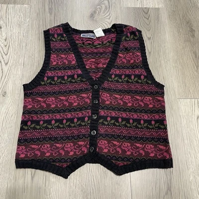 复古 Erika 经典毛衣背心开衫女式中号 Cottagecore 奶奶 — 第 1/4 张图片