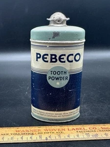 VINTAGE PEBECO TOOTH POWDER Large Size TIN Lehn & Fink w/some contents - Picture 1 of 8