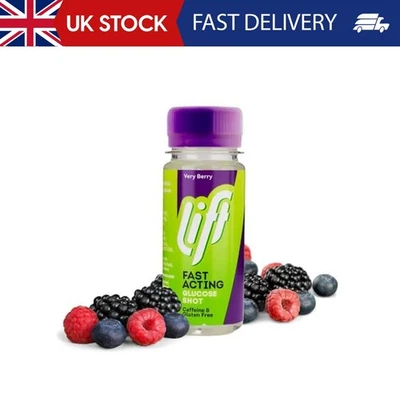 Lift Fast-Acting Glucose Energy Juice Shots, Very Berry, 12 Pack of 60 ml Bottle