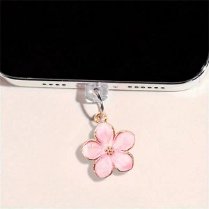 Prise de charge pour téléphone portable rose en forme de fleur cache poussière téléphone intelligent taille au choix - Photo 1 sur 3