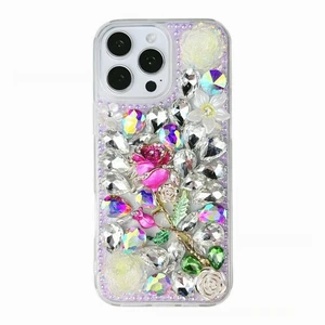 For Samsung Galaxy Nokia Bling Glitter Flower Diamond Case Cover - Picture 1 of 22