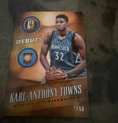 2015-16 Panini Gold Standard Karl Anthony Townes Golden Debuts/50 Rookie Foto 1 de 2