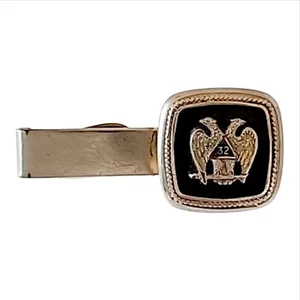 Masonic Double Eagle 32nd Scottish Rite Vintage Tie Bar Gold Tone Pewter 1920 - Picture 1 of 7