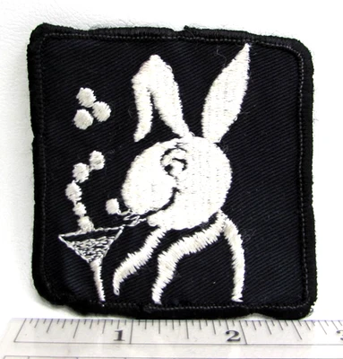 Vintage Playboy Bunny Club Sipping Martini Cocktail Patch Retro Cartoon Humor - Image 1 of 3