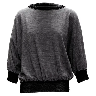 Suéter Lanvin Lana Cachemira Malla Borde Bateau Ala de Murciélago Mujer Negro Talla 38 Foto 1 de 4