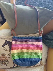 Strohtasche bunt mit Reißverschluss - Bild 1 von 5