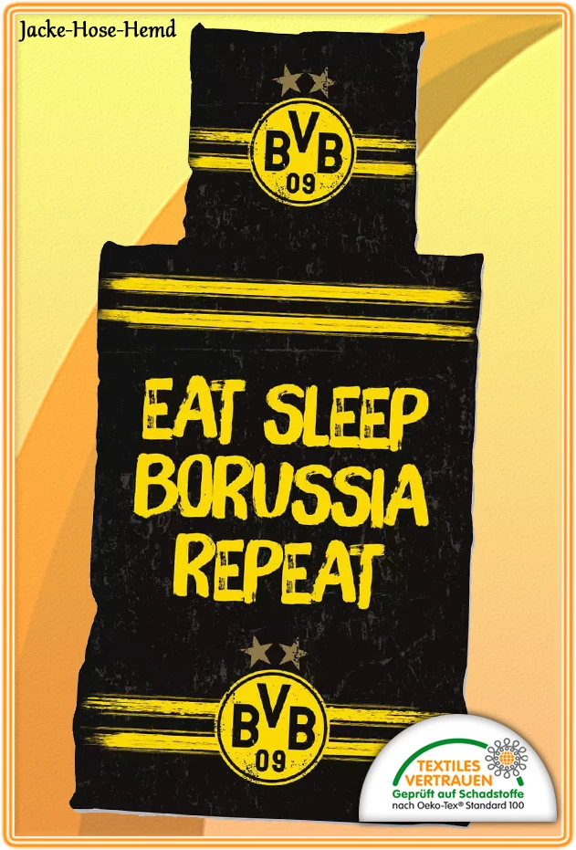 BVB Borussia Dortmund Bettwäsche Baumwolle Logo Schwarz Gelb Gr: 135x200cm NEU - Bild 1 von 1
