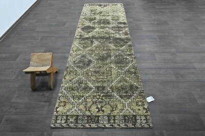 Alfombra de corredor turca vintage 3x10 pies lana anatolia hecha a mano pasillo Oushak BEIGE Foto 1 de 4