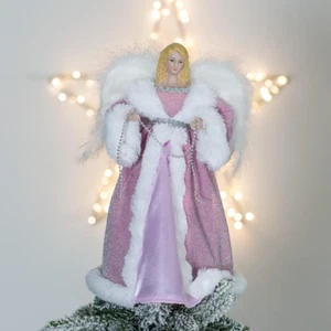 71109 Angel Tree Topper / 12” Tall / Pink and White Dres - Picture 1 of 12