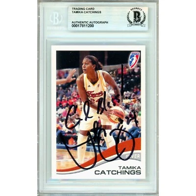 Tamika Catchings Signed 2007 WNBA #14 Card AUTO Beckett Slabbed Indiana Fever - Image 1 of 4
