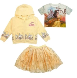 3-Piece Set ~ Disney BEAUTY & THE BEAST™ ~ Hooded Jacket ~ Top ~ Tutu ~ Size 5 - Picture 1 of 8