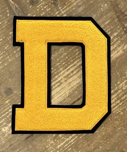 Vintage D Gold + Schwarz Chenille Varsity Letterman Brief Aufnäher 7,75”x6,5” - Bild 1 von 6