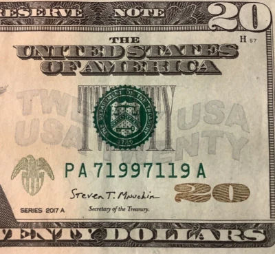 TRINARY ☆ Birthday Year ☆ 7 1997 119 ☆ $20 Dollar Bill Fancy ODD Serial Number - Image 1 of 4