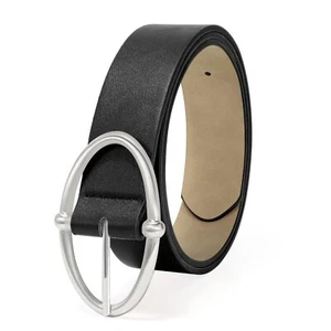 Womens Leather Belt for Jean Pant Black Waist Ladies Belt for Fashion Dress w... - Picture 1 of 6
