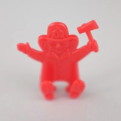 1960s CRACKER JACK Plastic Put Together Prize Fireman Spoon Toy Red Axe & Helmet - Image 1 of 3