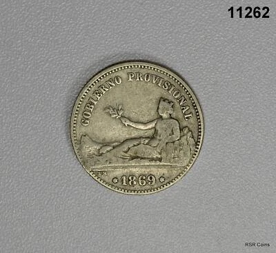 1869 SPAIN PESETA SILVER KEY DATE! #11262 - Image 1 of 2