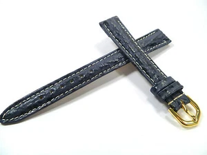 12 mm BLAU UHRENARMBAND ARMBAND HAIFISCH PRÄGUNG UHRENBAND LEDER 1207 - Picture 1 of 2