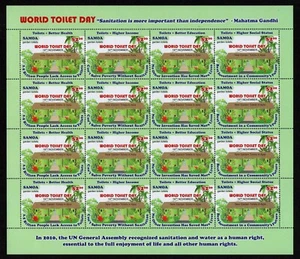 SAMOA, SCOTT # 1190, MNH FULL SHEET - WORLD TOILET DAY, GARDEN TOILETS YEAR 2014 - Picture 1 of 1