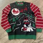 Ugly Christmas Sweater Knit Pullover Sweater Polar Bear Santa Stripes Size L