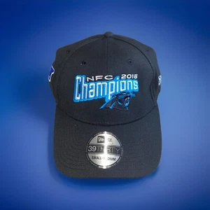 Carolina Panthers NFL New Era 2015 NFC Champions Flex Cap Hat 39THIRTY Small Med - Picture 1 of 7