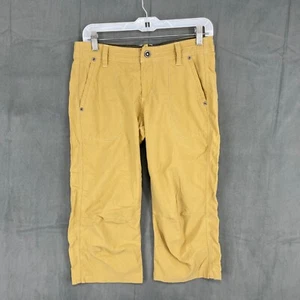 Kulh Hiking Pants Womens 6 Yellow Cropped Leg Floral Drawstring Pockets Nylon - Picture 1 of 12